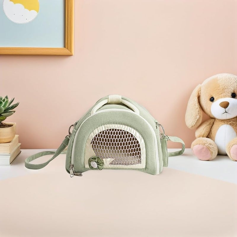 حقيبة النقل الخضراء القابلة للتنفس للحيوانات الأليفة الصغيرة: الهامستر والأرانب للسفر - Image 4